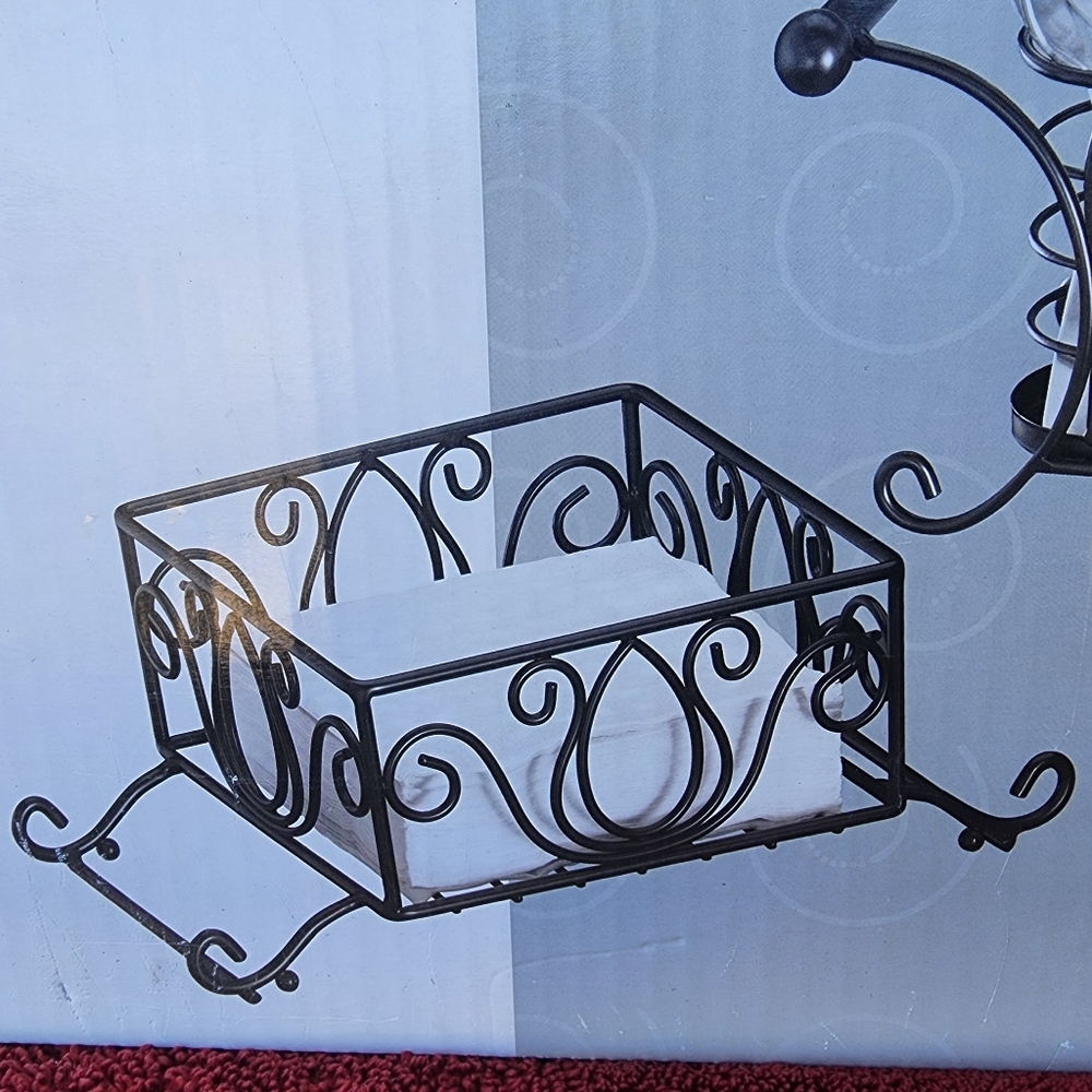 2 Piece Wrought Iron Buffet Caddy 24x9x11" Black Sam's Club Dishes Napkins - Picture 10 of 11